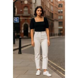 Levis Women's 26 White Ribcage Straight Ankle Jeans High Rise Denim Retro J4-42